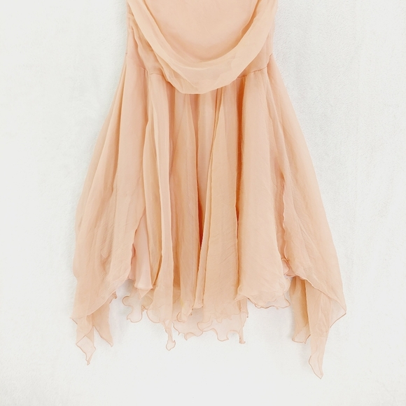 Forever 21 Feminine Peach Silk-Blend Midi Ruffle Dress P337 - Picture 2 of 7